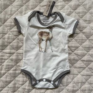 Creative Co-Op Woodland Deer Baby Onesie, crazy soft, little dear, 6-9mo, NWT